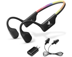 NovaWare Bone Conduction Headphone – Hardloop Oortjes Draadloos - Sport Oordopjes - Sport Oortjes - Open Ear Oortjes - 32GB Geheugen – Bluetooth - IP68 – Zwart