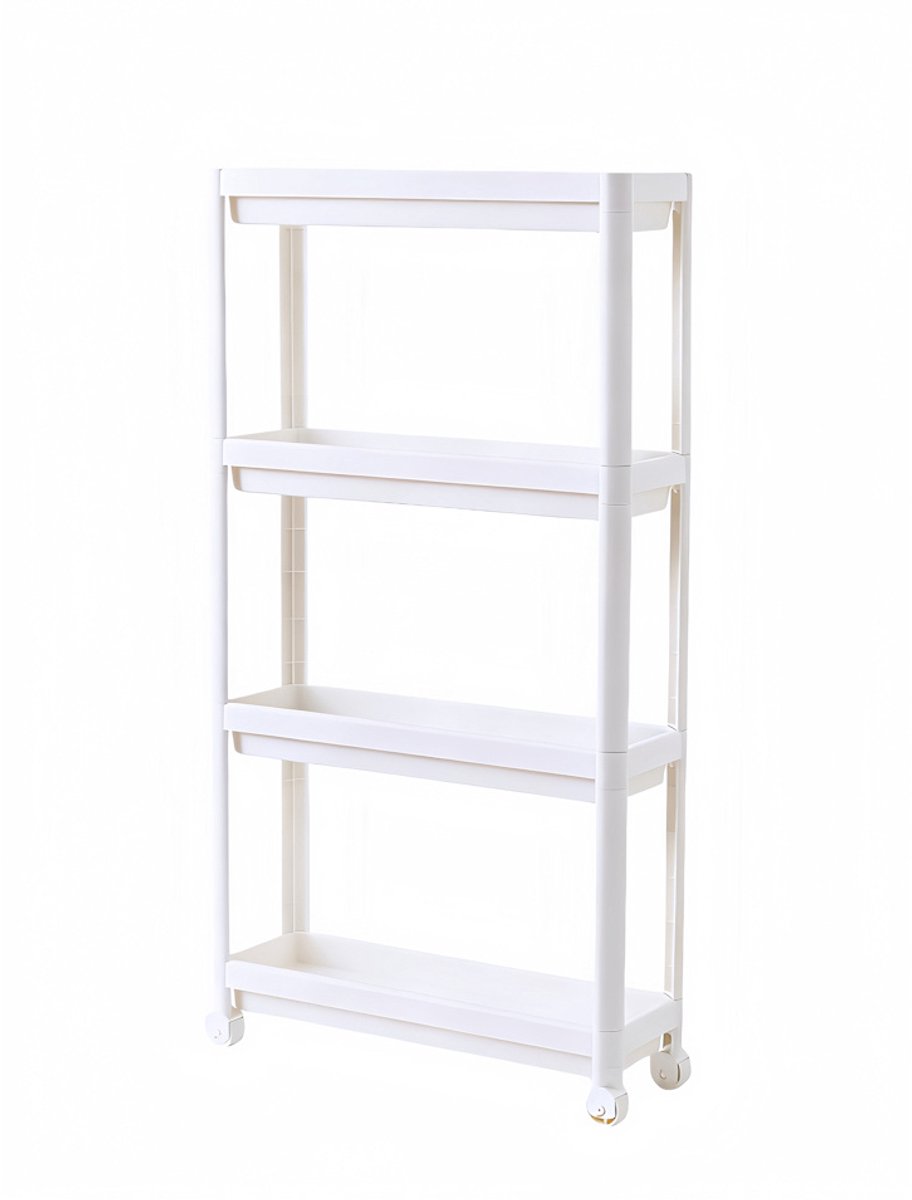Decopatent - Smal Keukenrek opbergrek 4 laags op Wieltjes met Vakken - Smalle kast - Keukentrolley met wielen - Badkamer - Nisrek - Afm: 53 x 17 x 100 Cm