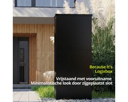 Logixbox - Pakketbrievenbus Vrijstaand - Trendybox - Hoge kwaliteit - 1.0 mm Staal - Vooruitname - Zwart -- GEEN Bouwpakket --