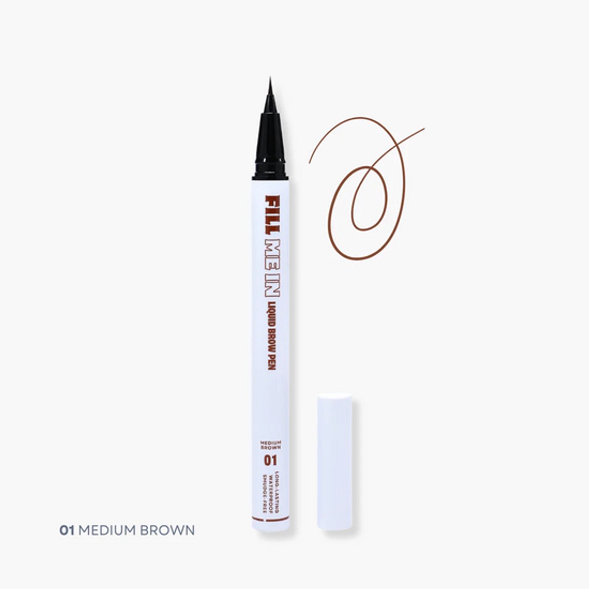Oz Lab Beauty - Fill Me In - 01 Medium Brown - Liquid Brow Pen - Wenkbrauwpen - Long Lasting - Waterproof - Vegan - 1 ml