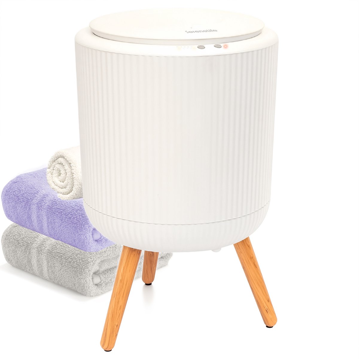 SereneLife Handdoekverwarmer – Vrijstaand model – 12L capaciteit – Ingebouwde timer – Met aromaschijven & LED-indicator – Grijs