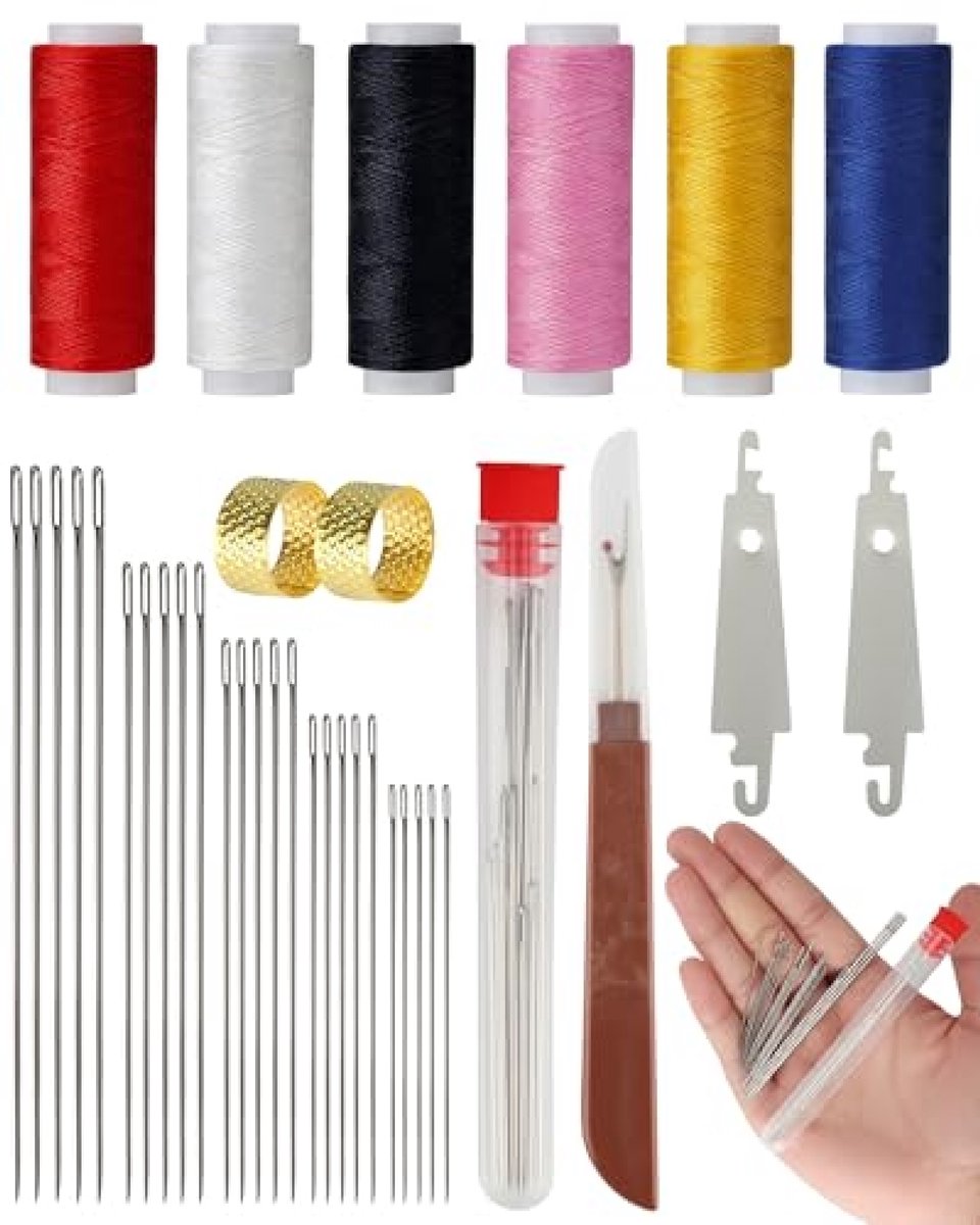 Complete 37-delige naaiset met etui - Handige naalden met groot oog voor reparaties en handwerk