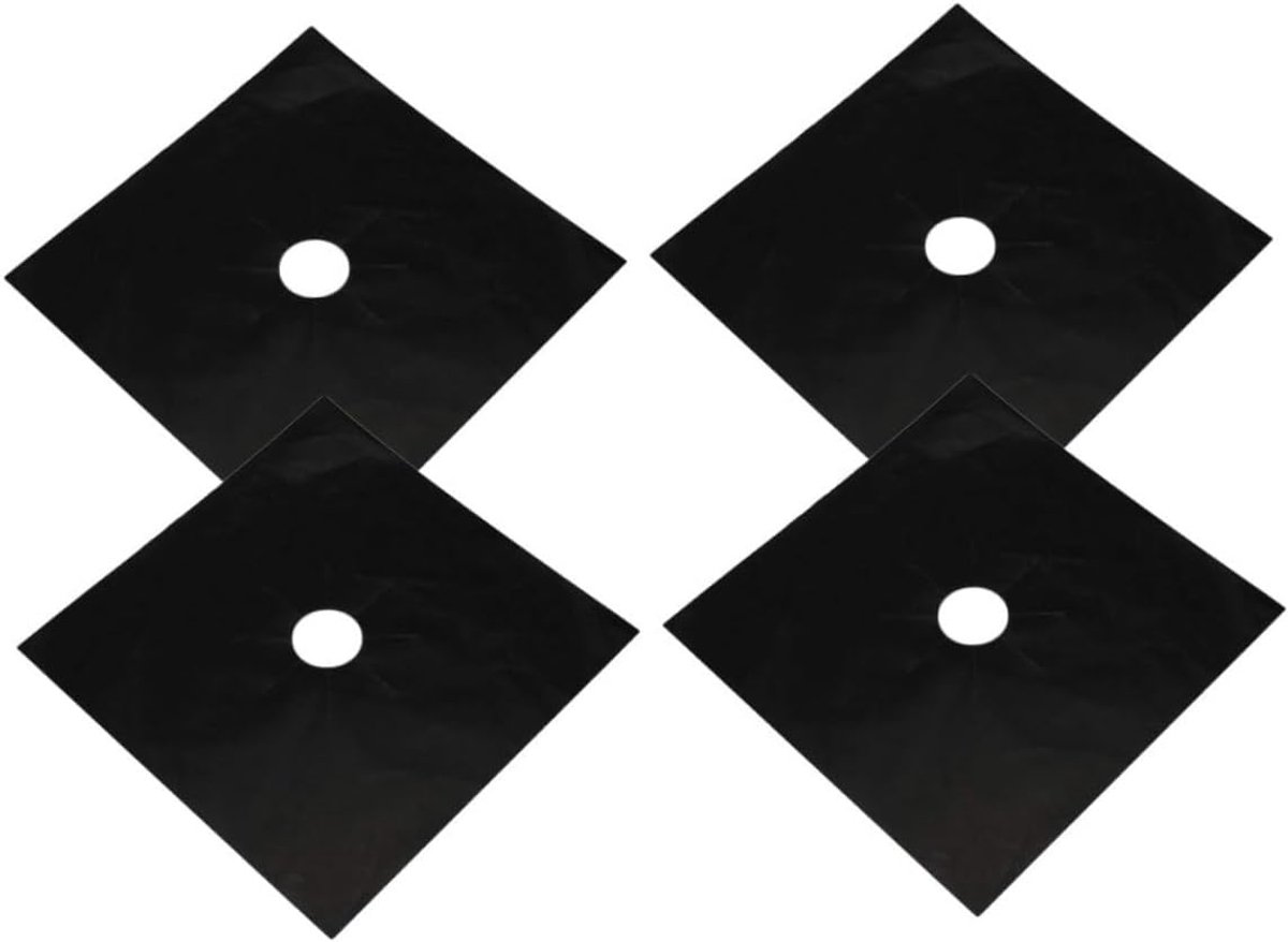 Gasfornuis Beschermhoezen - Kookplaat Voeringen - Keuken Schoonhouden - Hittebestendig Anti-aanbak - 27 x 27 cm - Zwart