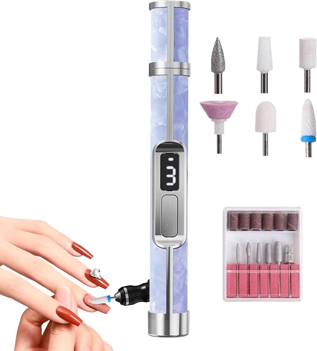 Nagelboor Set - Elektrische Vijl - Nagelverzorging Thuis - 3 Snelheden Instelbaar - 16 x 2 cm - Zwart