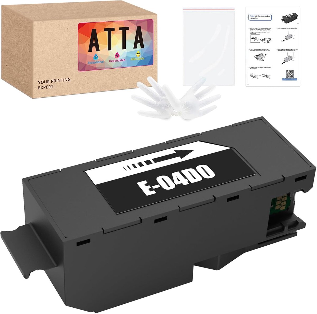 Inktonderhoudsdoos - Printer Onderhoud - Printer Bijvullen - Specifieke Model Compatibiliteit - 18x5x9 cm - Zwart