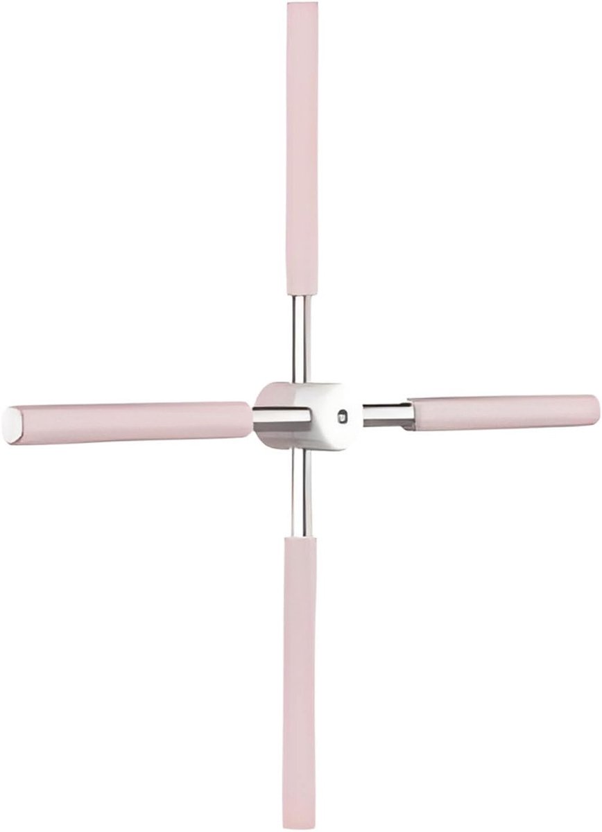 Yoga Sticks - Houdingscorrector Oefenstok - Flexibiliteit Evenwicht - Uitschuifbaar Zacht Katoen - 52-80 cm - Roze
