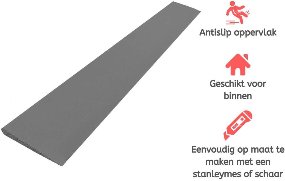 Drempelhulp Rubber - Kleine Oprijplaten - Drempels Overbruggen - Flexibel Materiaal - 20mm Hoog 100cm - Zwart