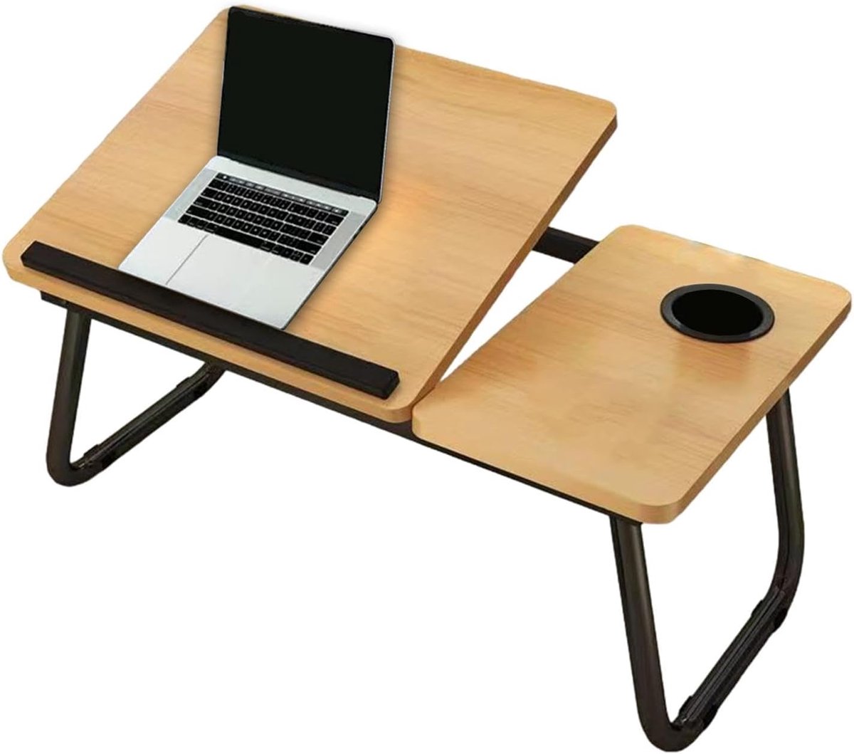 Opvouwbare laptoptafel - Draagbaar bureau - Thuiswerken - Verstelbare hoek - 60x37 cm - Walnoot