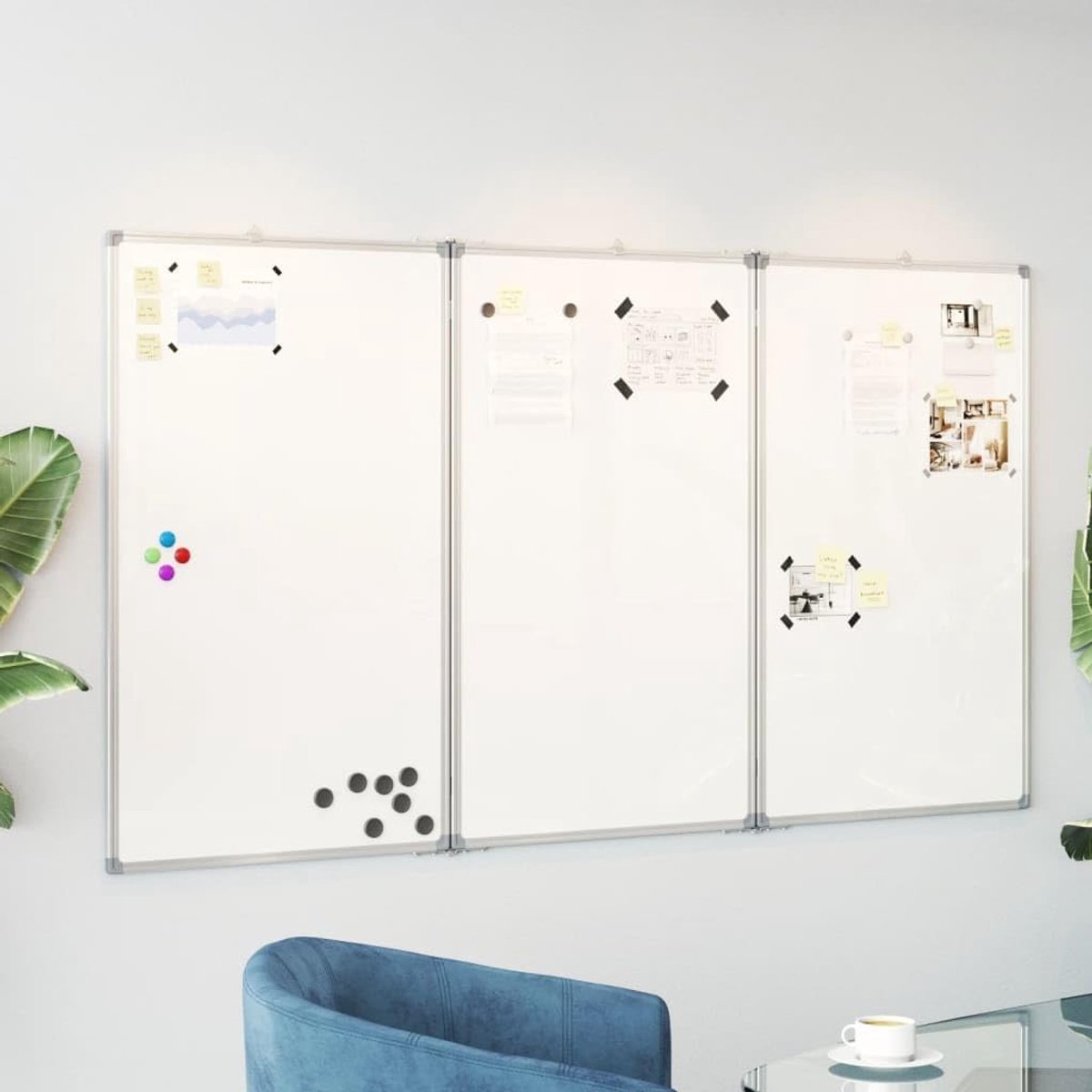 Magnetisch klapbord - Klapbord Notitiebord - Notities Presenteren - Opvouwbaar ontwerp - 150 x 100 cm - Wit