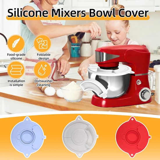 Mixer Accessoires Set - Spatdeksel Maatbeker - Keuken Schoonhouden - Veilig Siliconen Materiaal - 5x11x5cm Kom - Wit — afbeelding 2