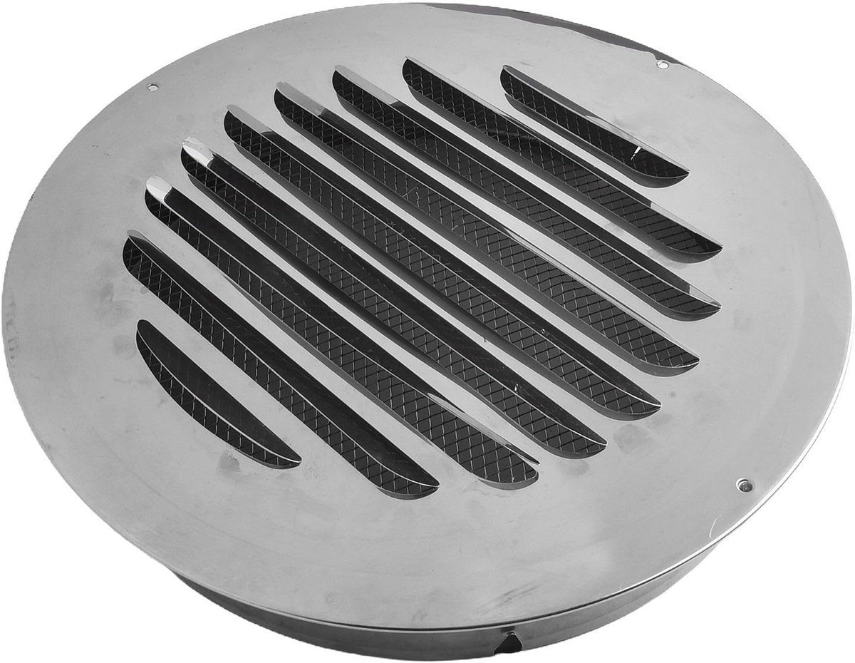 Ventilatierooster RVS - Luchtuitlaat Grill - Buitenmuur Ventilatie - Insectenwerend Gaas - 300mm Kanaal - Zilverkleurig