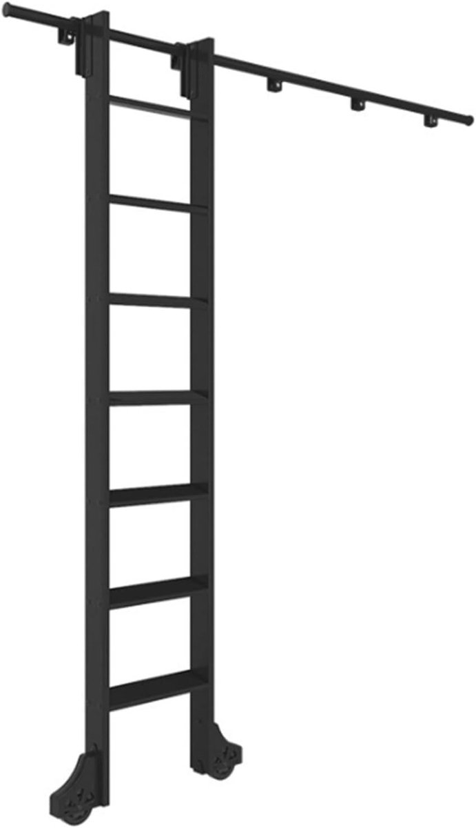 Mobiele Ladder Rails - Schuifladder Hardware - Hoge Objecten Bereiken - Veelzijdige Lengte Opties - Tot 20 Voet - Zwart