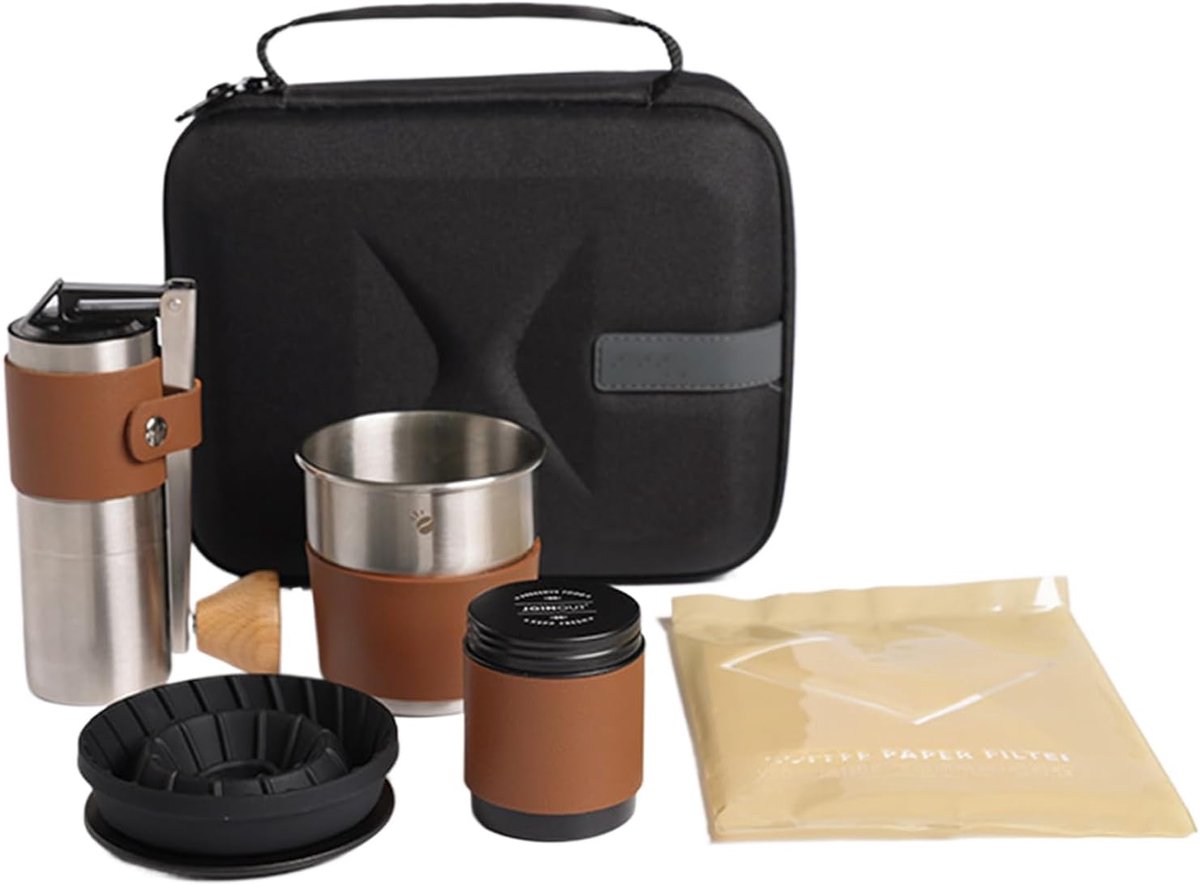 Koffiezetapparaat Set - Kampeer Koffie - Outdoor Koffie Maken - Verstelbare Maalgraad - 22 x 18.3 x 12.5 cm
