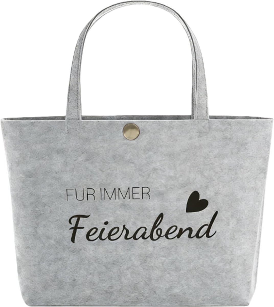 Vilten Shopper - Handtas Boodschappentas - Afscheidscadeau - Met Spreuken - 15 x 10 cm