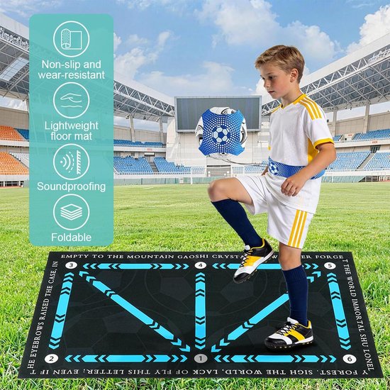 Voetbal Trainingsmat - Voetbal Oefenmat - Balcontrole Verbeteren - Compleet Trainingspakket - 90 x 60 cm - Blauw — afbeelding 2