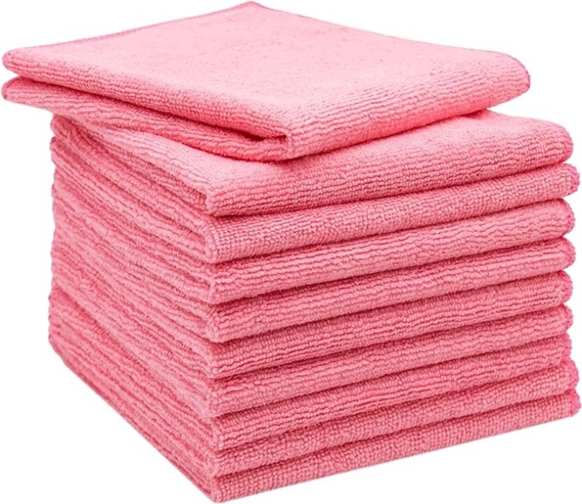 Set van 10 absorberende microvezeldoeken, 32x32 cm, roze, pluisvrij en streepvrij