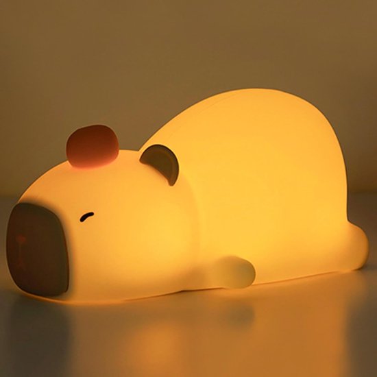 Nachtlamp Capybara - Dierenlamp Kinderlamp - Slaapkamer Decoratie - Zacht Siliconen Materiaal - 12 x 10 cm — afbeelding 2