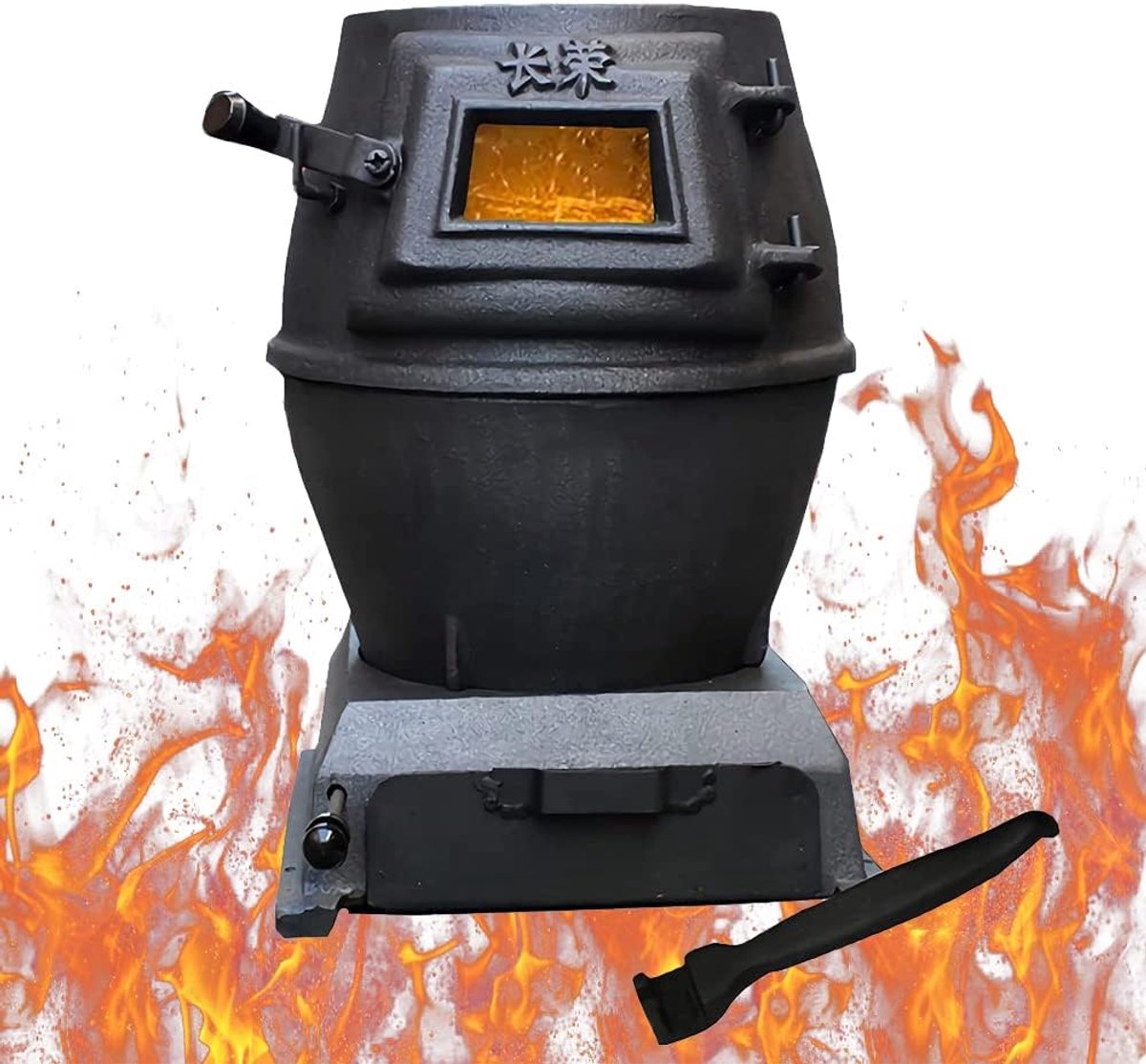 Gietijzeren Houtkachel - Kook en Verwarm - Landelijk Wonen - Multi Fuel Geschikt - 41cm Hoog