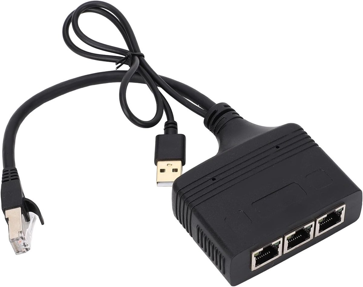 Netwerksplitter 3 Poorts - Ethernet Verdeler - Internet Delen - 1000 Mbps Snelheid - Compact Ontwerp