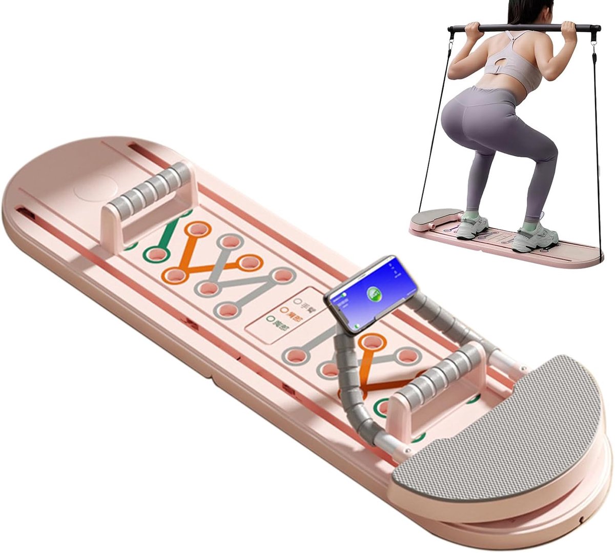 Pilates Bord - Kern Trainer - Core Versterking - Opvouwbaar Ontwerp - 108x41x7.5 cm - Roze