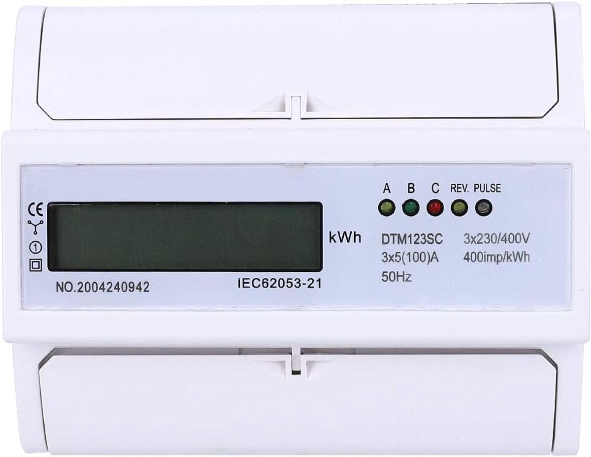 Digitale Energiemeter - Driefasige Meter - Energie Detectie - Railmontage 35mm - 100A