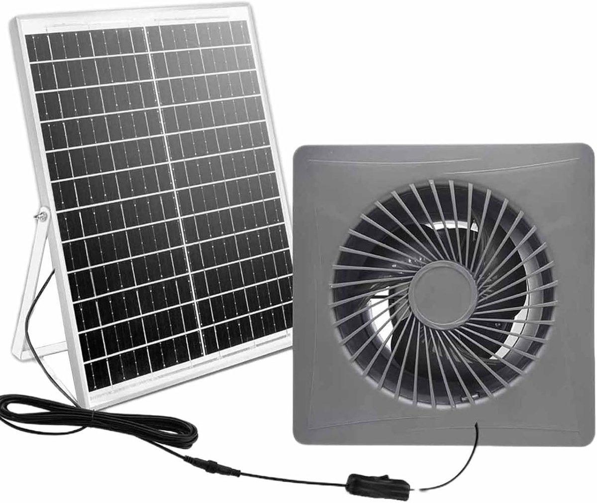 Afzuigventilator Zonnepaneel - Wandventilator Uitlaat - Luchtcirculatie Ventileren - Terug