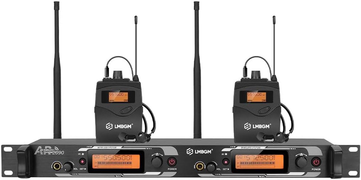 Draadloos In-Ear Systeem - Monitor Systeem - Live Optredens - Dubbel Kanaal - 165 Meter Bereik - Zwart