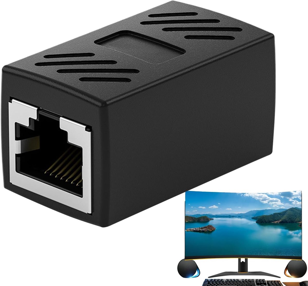 Ethernet Extender Adapter - Kabel Koppeling - Netwerk Verbinding - Professionele Afscherming - Compact Formaat - Zwart