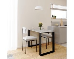 Eettafel Rechthoekig - Keukentafel Eetkamer - Moderne Woonruimte - Betonlook Laminaat - Stevige Pootconstructie - Beton