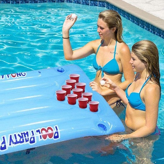 Opblaasbare Pongtafel - Drijvende Bierpong - Zwembadfeesten - Ingebouwde Bekerhouders - 150 x 58 x 10 cm - Meerdere Kleuren — afbeelding 5