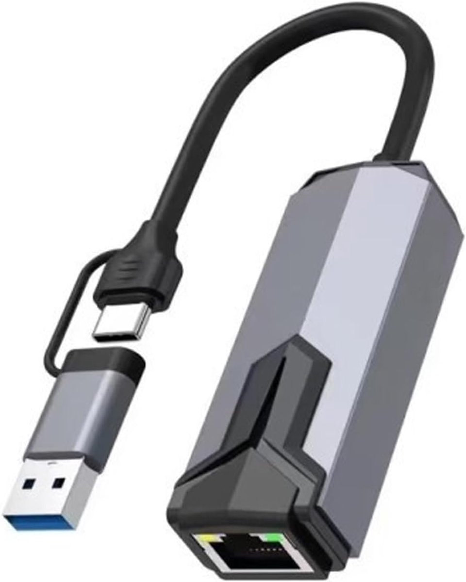 USB Ethernet Adapter - LAN Netwerkkaart - Snelle Internetverbinding - 25 Gbps Snelheid - Aluminium Behuizing