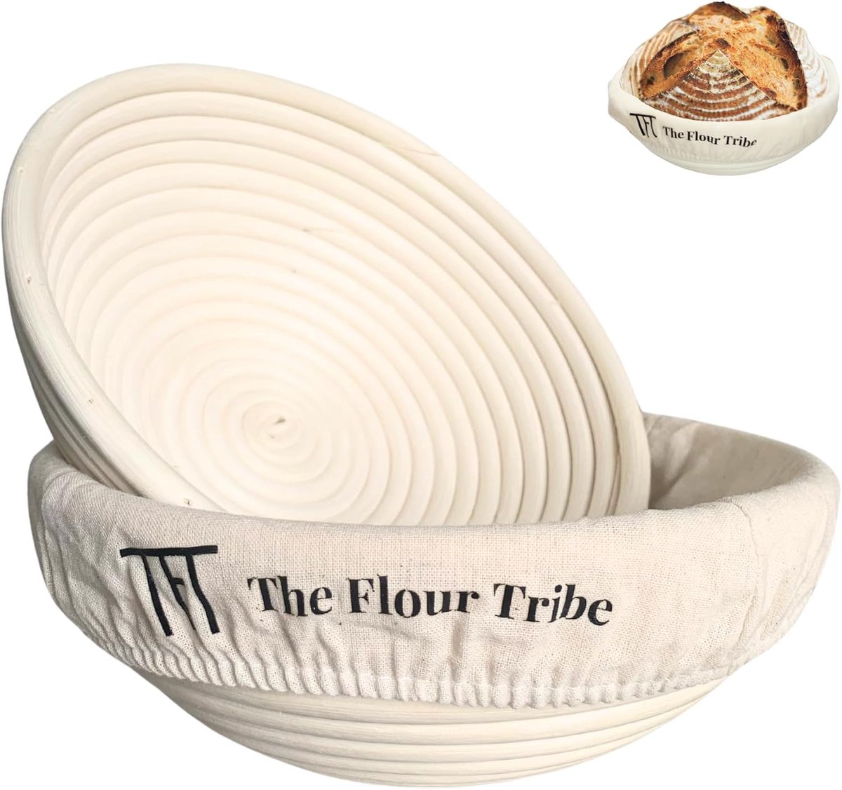 Ronde Rijsmandjes - Brood Mandjes - Zuurdesem Brood Maken - Set van Twee - 9 Inch Diameter - Natuurlijk