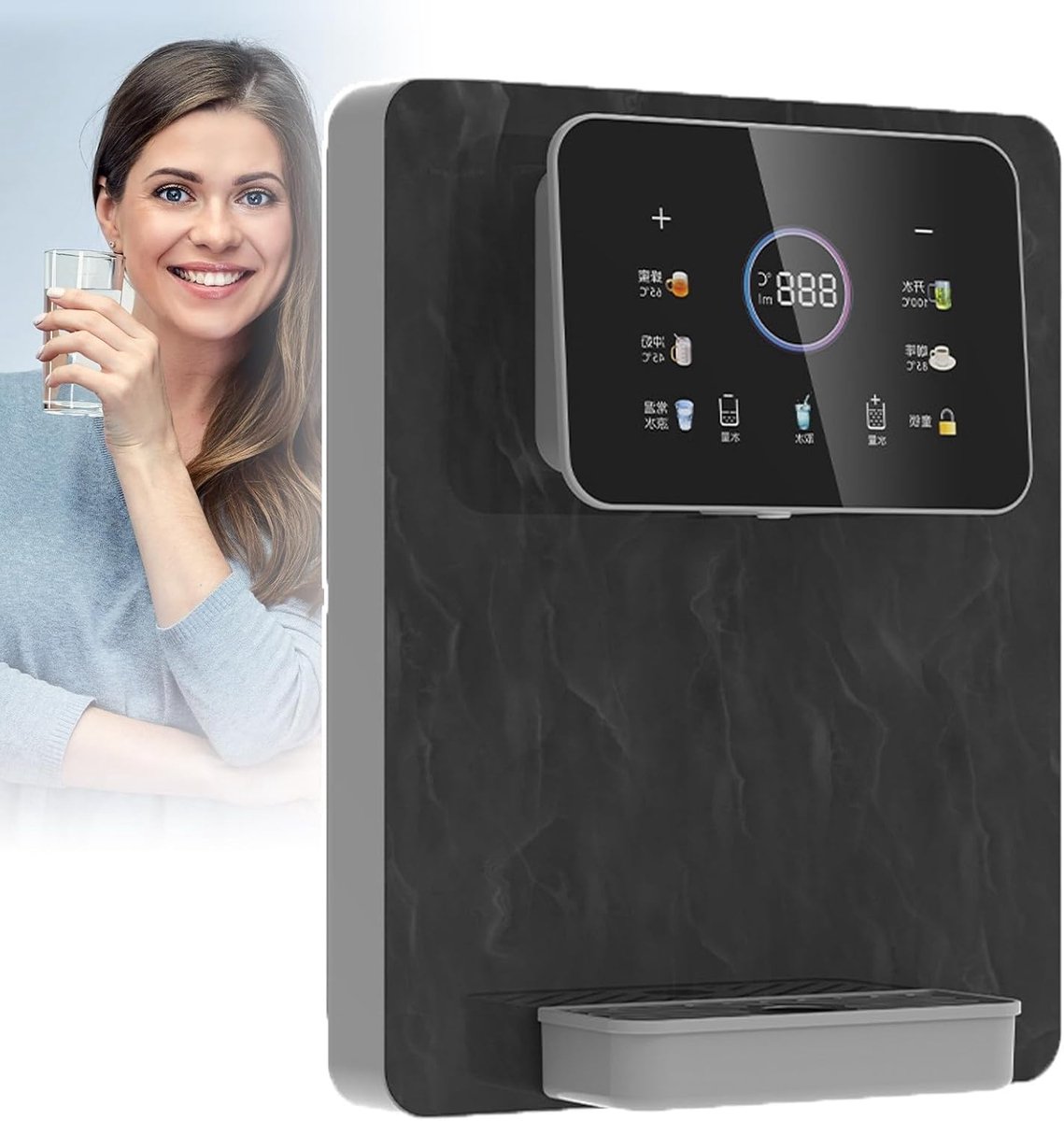 Wand Warmwaterdispenser - Direct Heet Water - Snel Drankjes Maken - Kindveilige Vergrendeling - 31x16x40 cm - Zwart