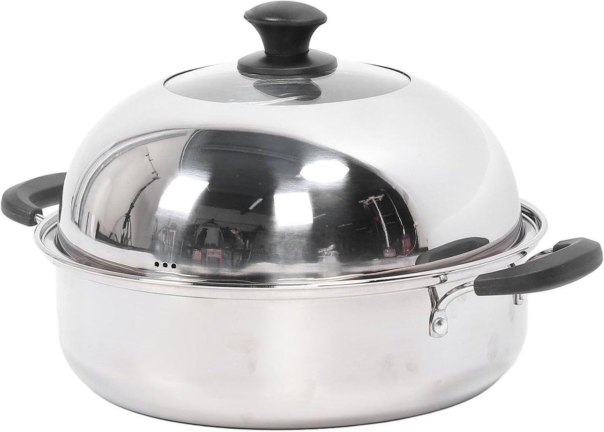 Dubbele Stoompan - Roestvrij staal - Gezond Koken - Gelijkmatige Warmte - 32cm Diameter
