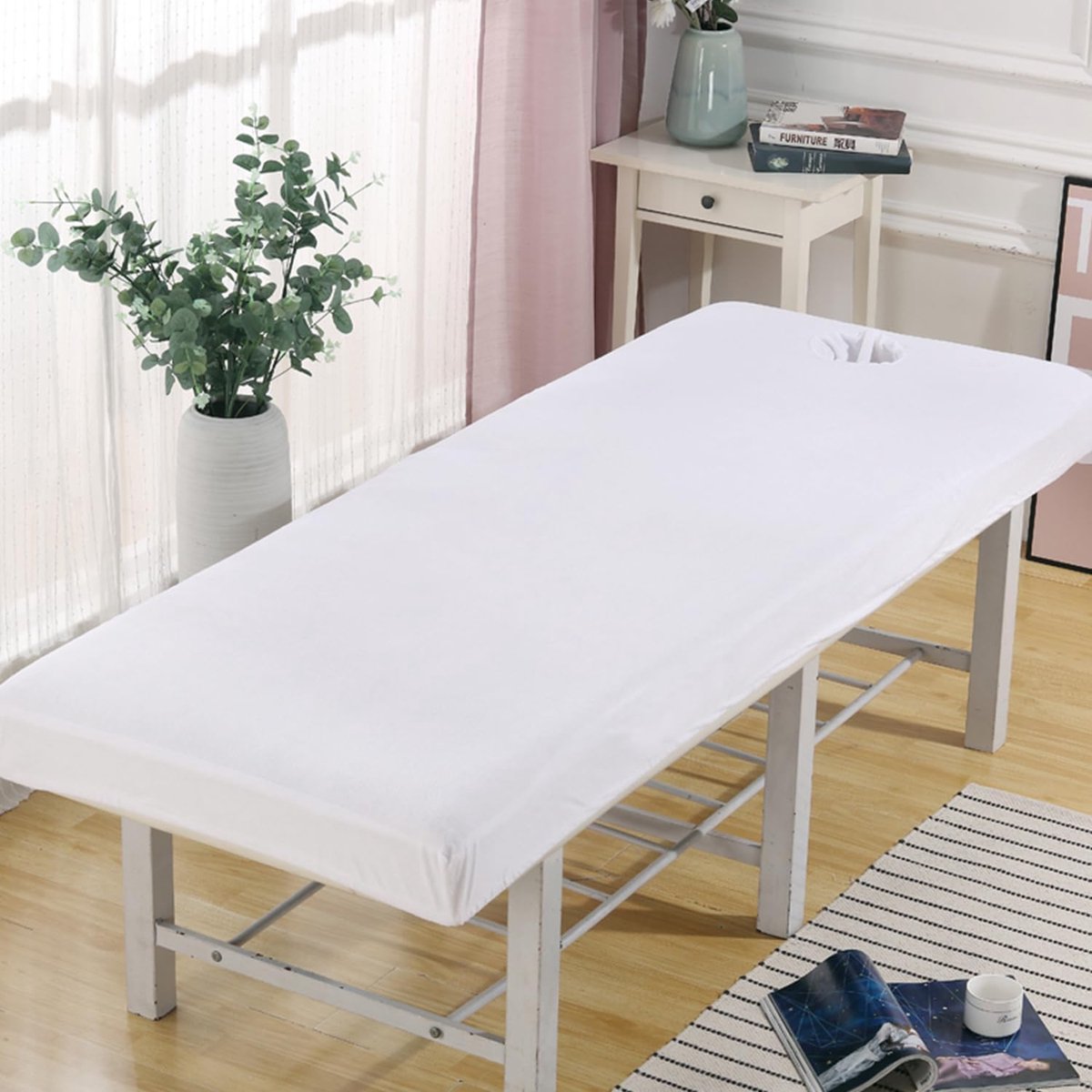 Waterdichte hoes - Massagebed overtrek - SPA Behandelingen - Met gezichtsopening - 80 x 190 cm - Wit