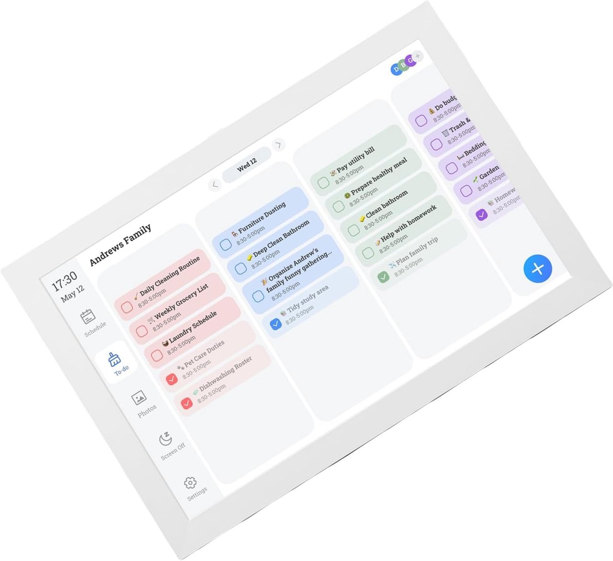 Digitale Kalender - Gezinsplanner Klusschema - Thuisorganisatie - App Bediening - 101 Inch