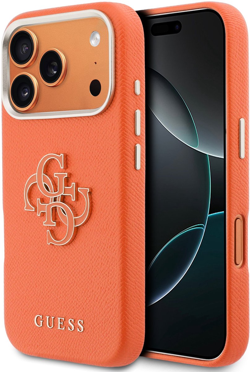Guess PU Resin Logo Backcover - Geschikt voor iPhone 17 Pro - Oranje