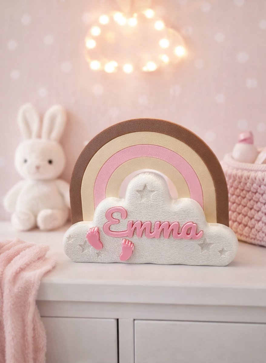 Gepersonaliseerde Naamdecoratie Babykamer – Naam Bord Baby – Kraamcadeau Meisje - 3d print - geboorte