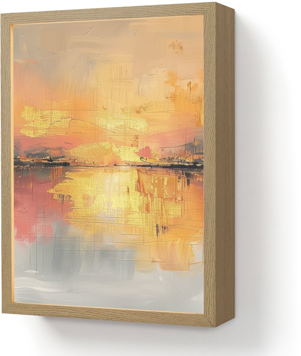Wandlamp 30x40 cm - Oplaadbaar - Modern - Abstract - Goud - Roze - Wandlampen binnen woonk