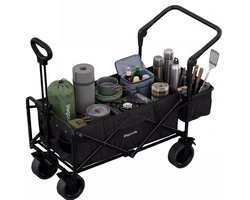 LifeGoods Bolderkar Opvouwbaar - 90L - 120KG Draagkracht - Draaibare Wielen met Rem - 120x61x80CM - Inklapbare Bolderwagen - Wasbaar Polyester - Zwart