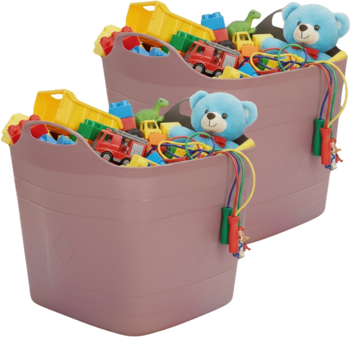 Storage solutions speelgoedmand - 2x - roze - 25 l - kunststof - 40 x 25 cm - opbergmand
