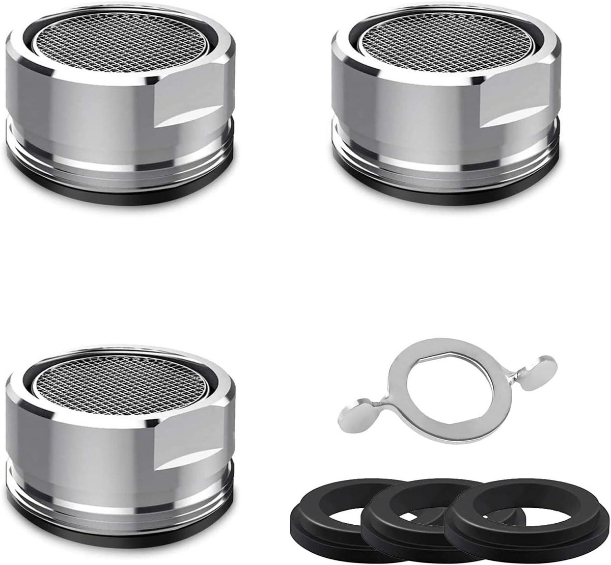 TuseRxln Perlator - Aerator - M24 Universeel - Waterbesparend - 3 Stuks - Keuken En Badkamer - Zilver