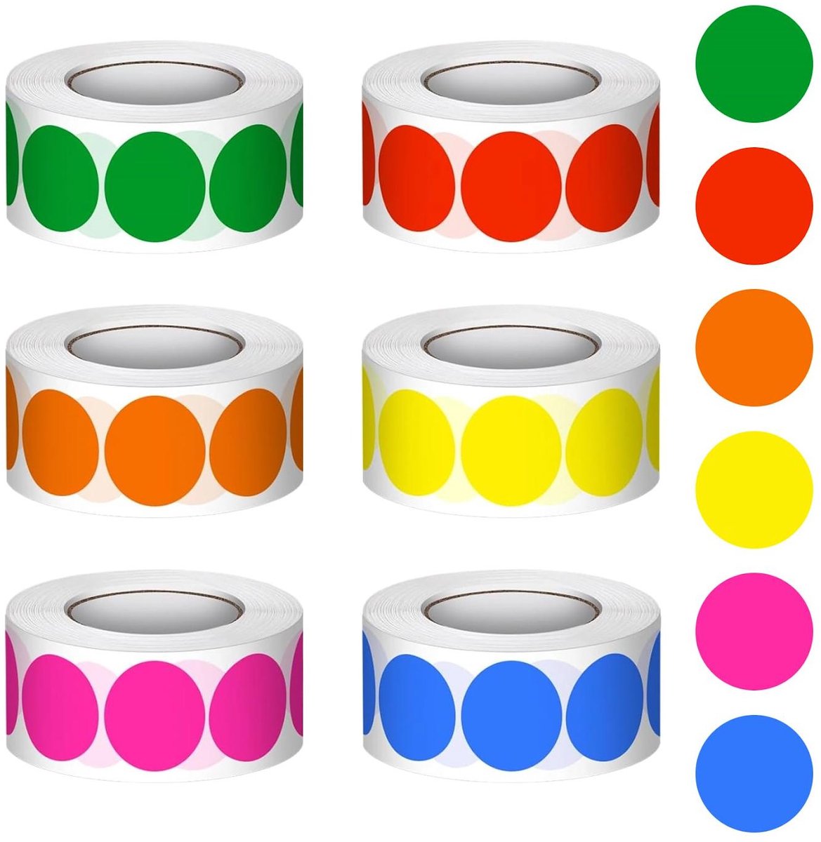 TuseRxln Etiketten - Rond - Kleurrijk Coated Papier - 25 mm - Sorteren en Labelen - Wit