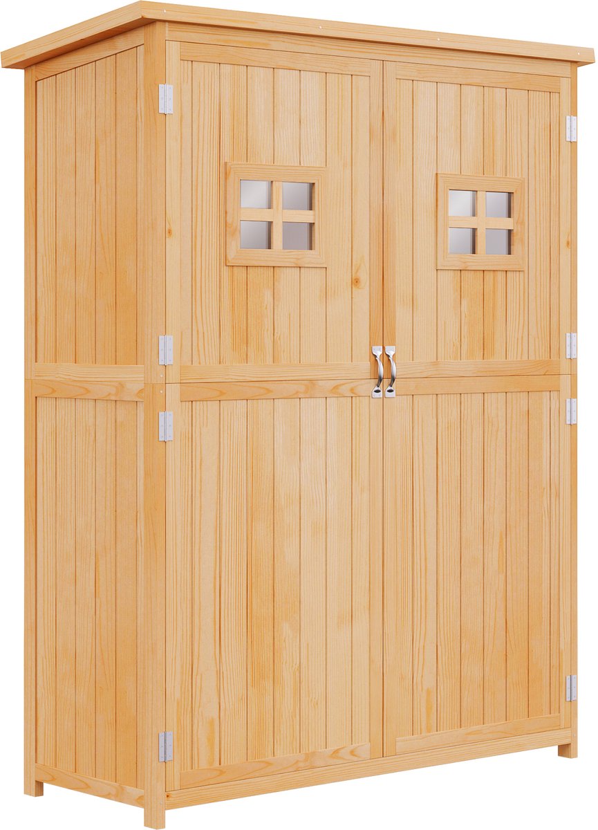 Killogood Houten Tuinschuur Tuinkast afm. 127.5L x 50l x 164H cm 2 planken 2 Deuren 2 Rame