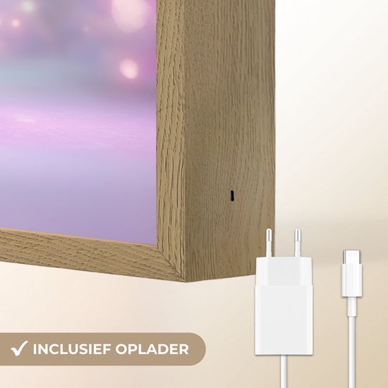 Nachtlampje 30x40 cm - Kinder lamp - Fee - Paars - Sprookje - Tafellamp kinderkamer draadloos - Slaapkamer lampje - Bedlamp kinderen - Kinderlampje - Wandlamp babykamer - Nachtlampjes van OnlyWow — afbeelding 5