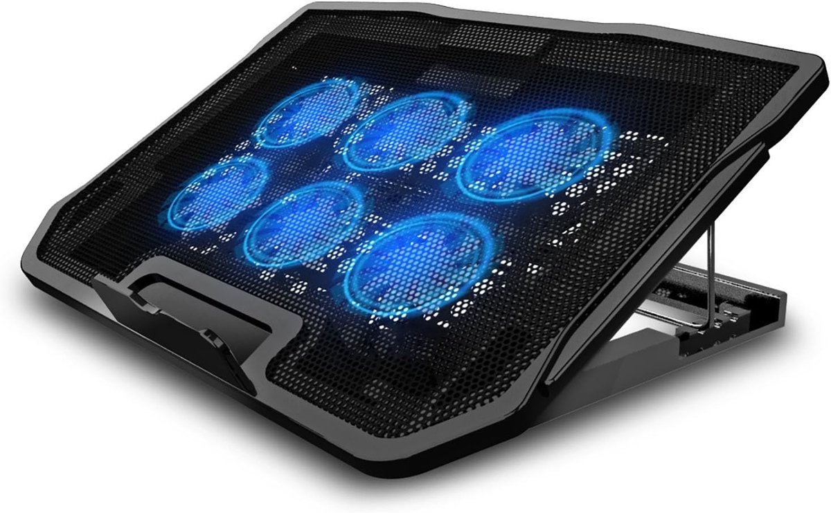 Laptopkoeler - Koelstation - Oververhitting Voorkomen - Dubbele USB poorten - 37cm breed - Zwart