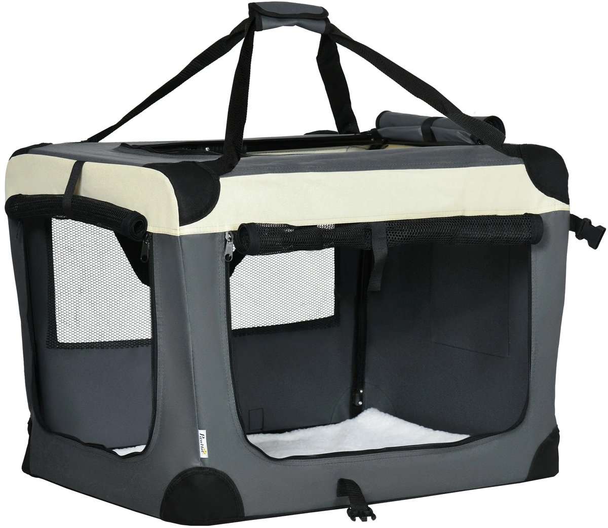 Archi Hondenbench - Reisbench Hond - Autobench voor Hond – Handvat & Opbergtas – Voor Kleine Honden & Katten – 70x51x50 cm - Grijs