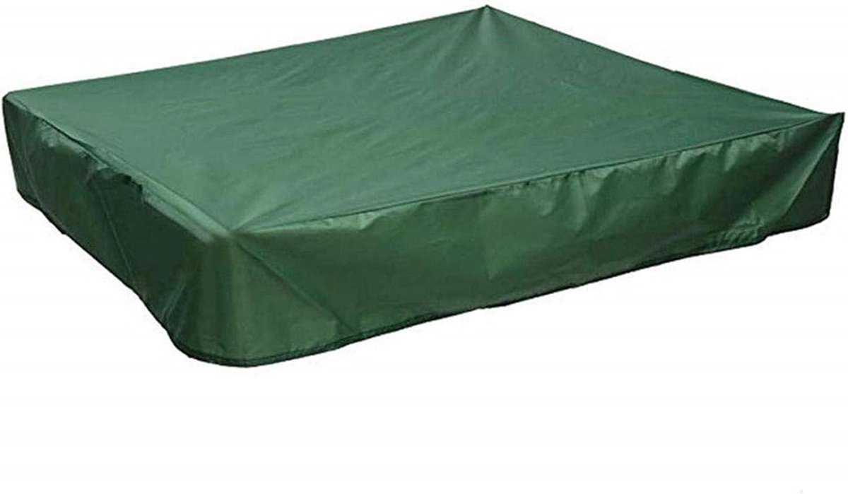 Zandbakhoes vierkant - Zandbakluifel afdekking - Bescherming buitenspeelgoed - Waterdicht met trekkoord - 119 x 119 cm - Groen