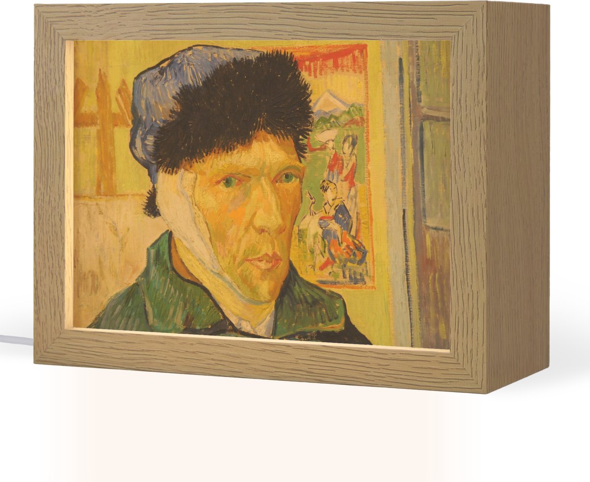 Tafellamp 20x15 cm - LED lamp - Zelfportret met verbonden oor - Vincent van Gogh - Decoratieve tafellampen - Dimbaar - Tafellampje slaapkamer - Woonkamer binnen