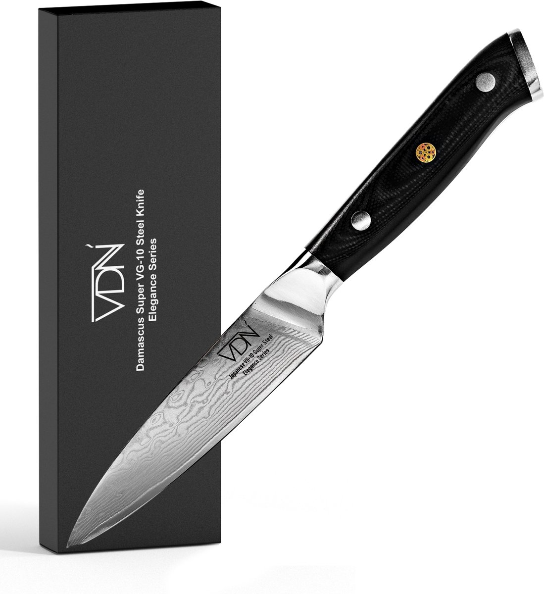 VDN Schilmes Damaststaal VG-10 - Japans Groentemes 21 cm - 66 Lagen Damascus Staal - Professioneel Keukenmes met Giftbox